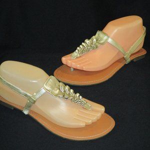 Merona Gold Metallic Thong Ankle Straps Low Heels Sandals -- Final Price